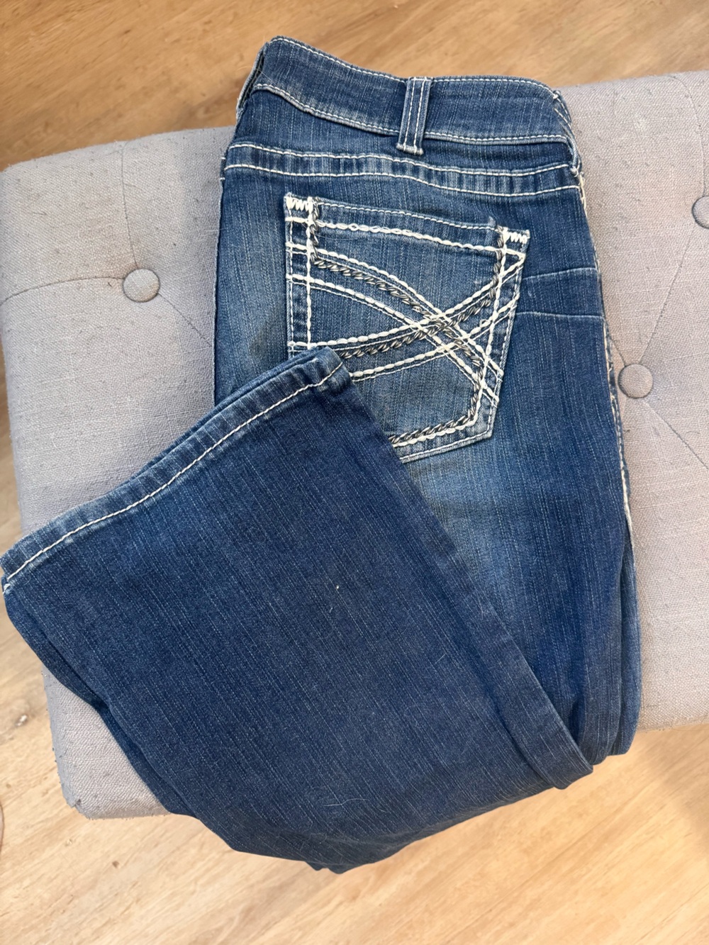 Ariat Dark Blue Bootcut Jeans with White Contrast Stitching